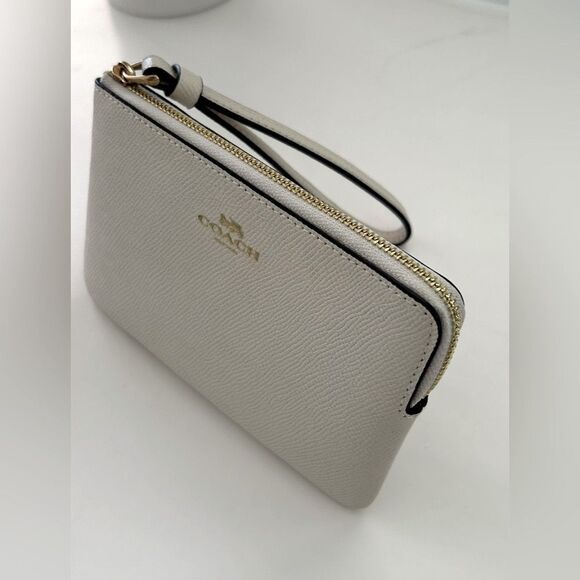 Coach Cream Saffiano Leather Corner Zip Wristlet Wallet Clutch NWT - Picture 6 of 9